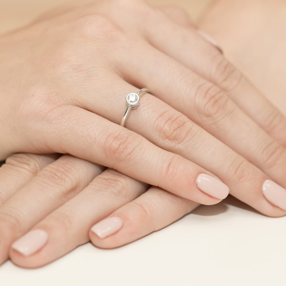 Pierścionek z kamieniem diament laboratoryjny 0,25 ct W0224 – białe złoto próby 585 – widok produktu 4