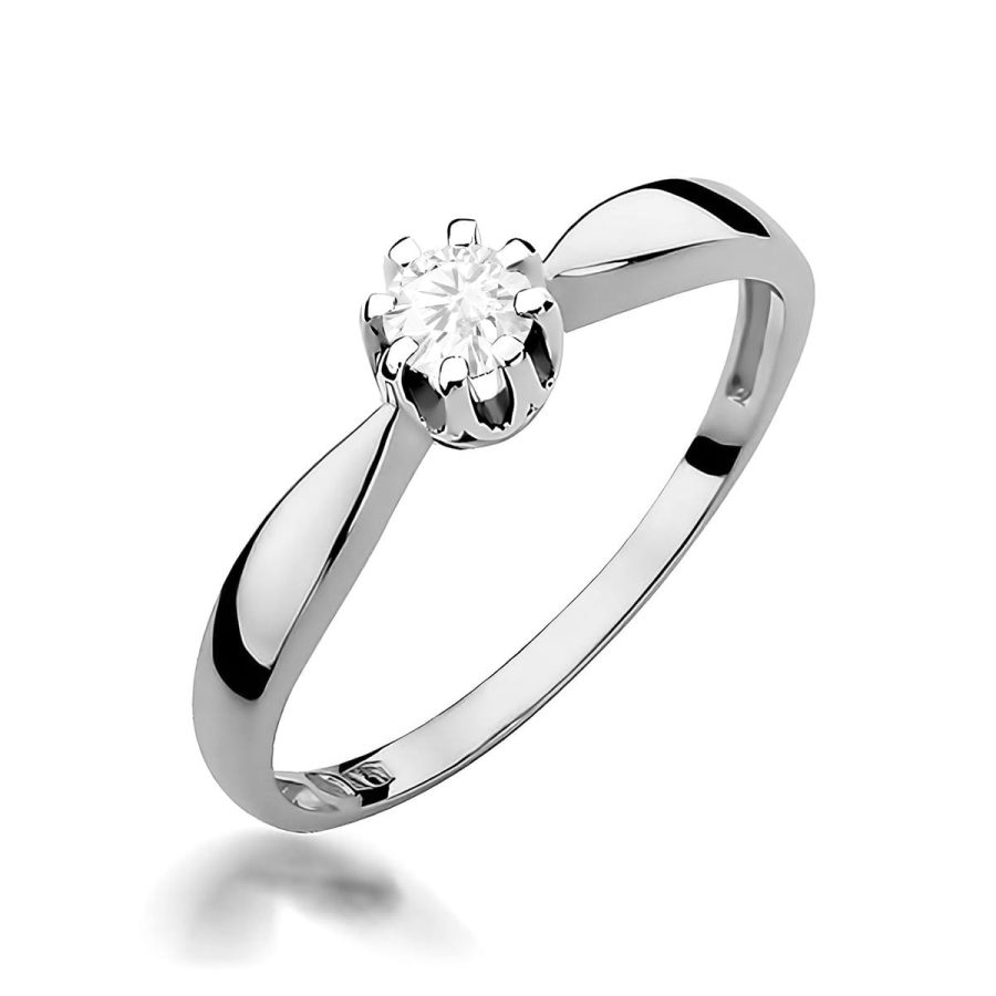 Pierścionek z kamieniem diament laboratoryjny 0,20 ct W0228 – białe złoto próby 585 – widok produktu 1