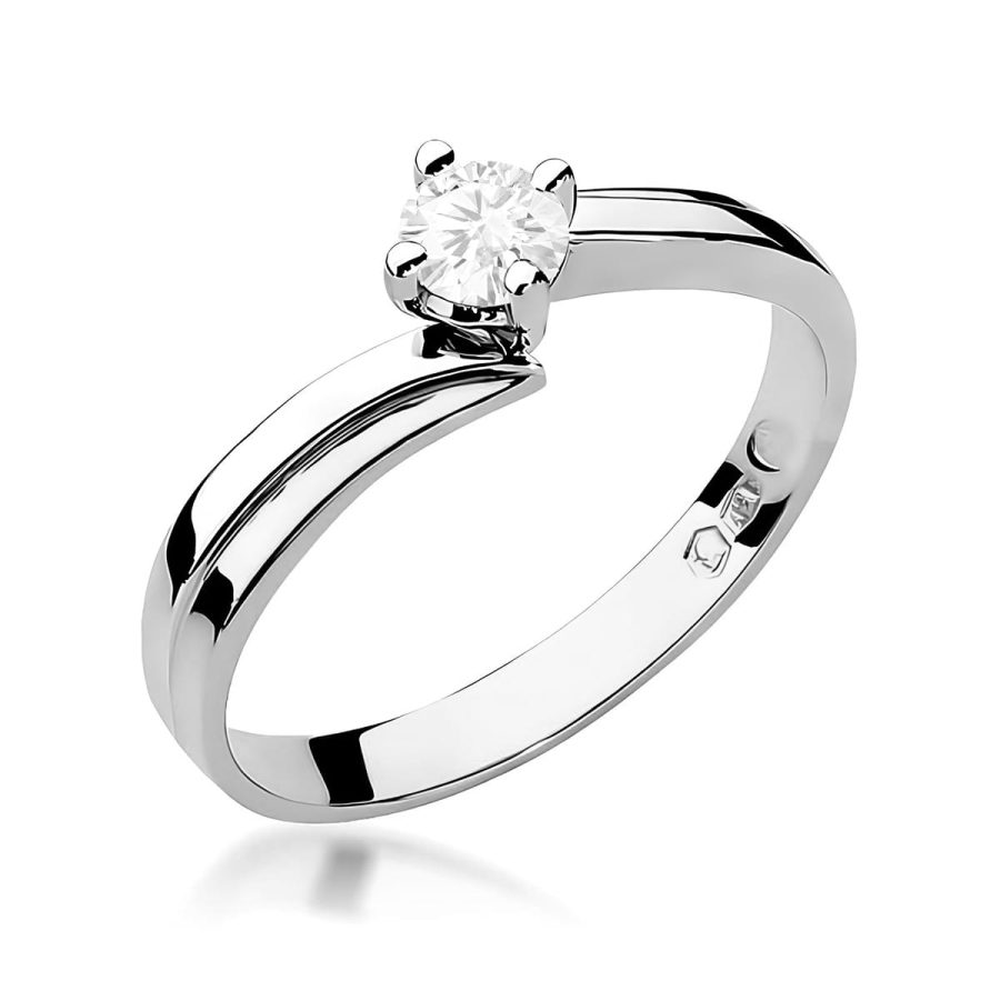 Pierścionek z kamieniem diament laboratoryjny 0,25 ct W0231 – białe złoto próby 585 – widok produktu 1