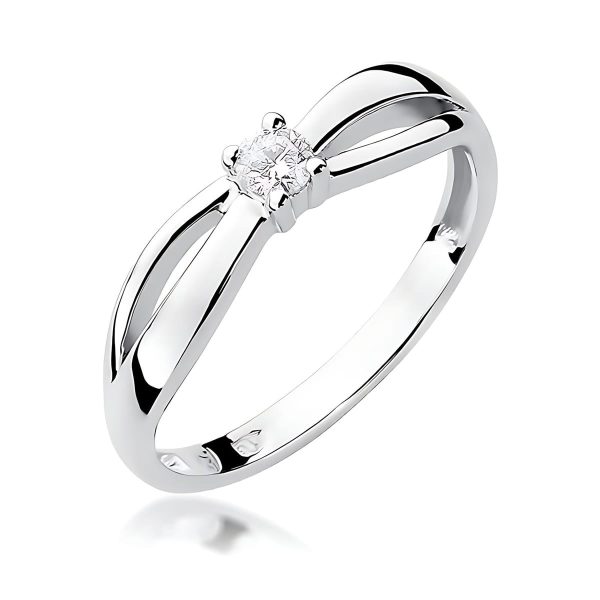 Pierścionek z kamieniem diament laboratoryjny 0,10 ct W0248 – białe złoto próby 585 – widok produktu 1