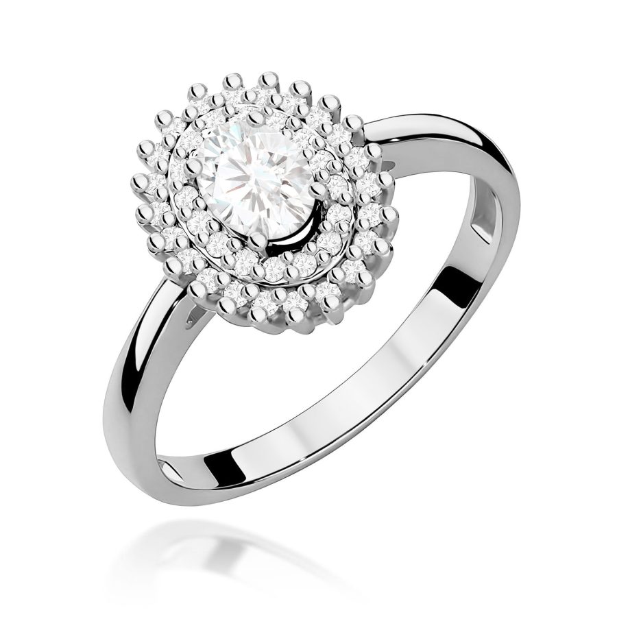 Pierścionek z kamieniem diament laboratoryjny 0,40 ct W0303 – białe złoto próby 585 – widok produktu 1