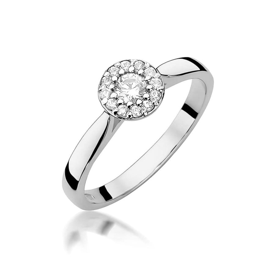 Pierścionek z kamieniem diament laboratoryjny 0,22 ct W0362 – białe złoto próby 585 – widok produktu 1