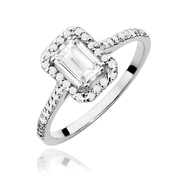 Pierścionek z kamieniem diament laboratoryjny 0,60 ct W0403 – białe złoto próby 585 – widok produktu 1