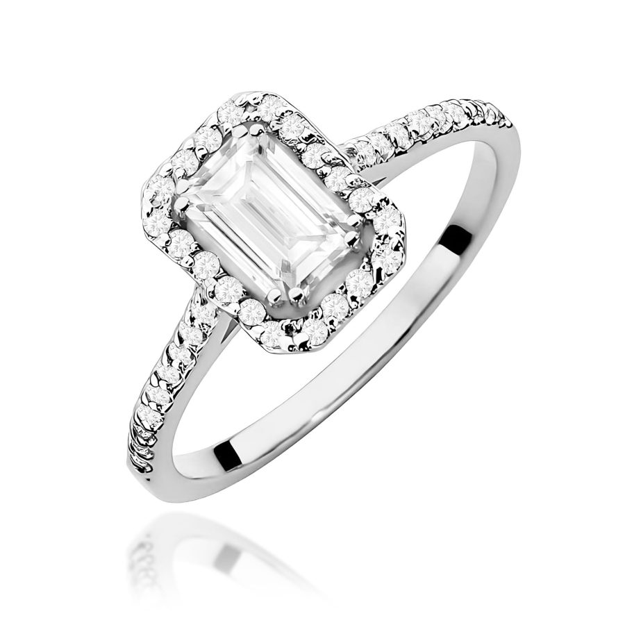 Pierścionek z kamieniem diament laboratoryjny 0,60 ct W0403 – białe złoto próby 585 – widok produktu 1