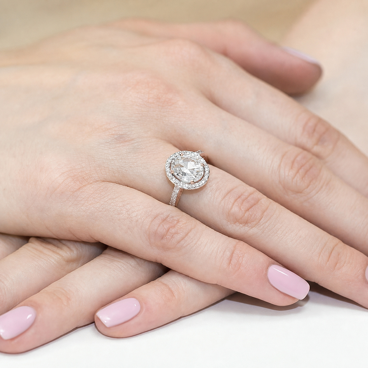 Pierścionek z kamieniem diament laboratoryjny 2,00 ct W0080 – różowe złoto próby 585 – widok produktu 4