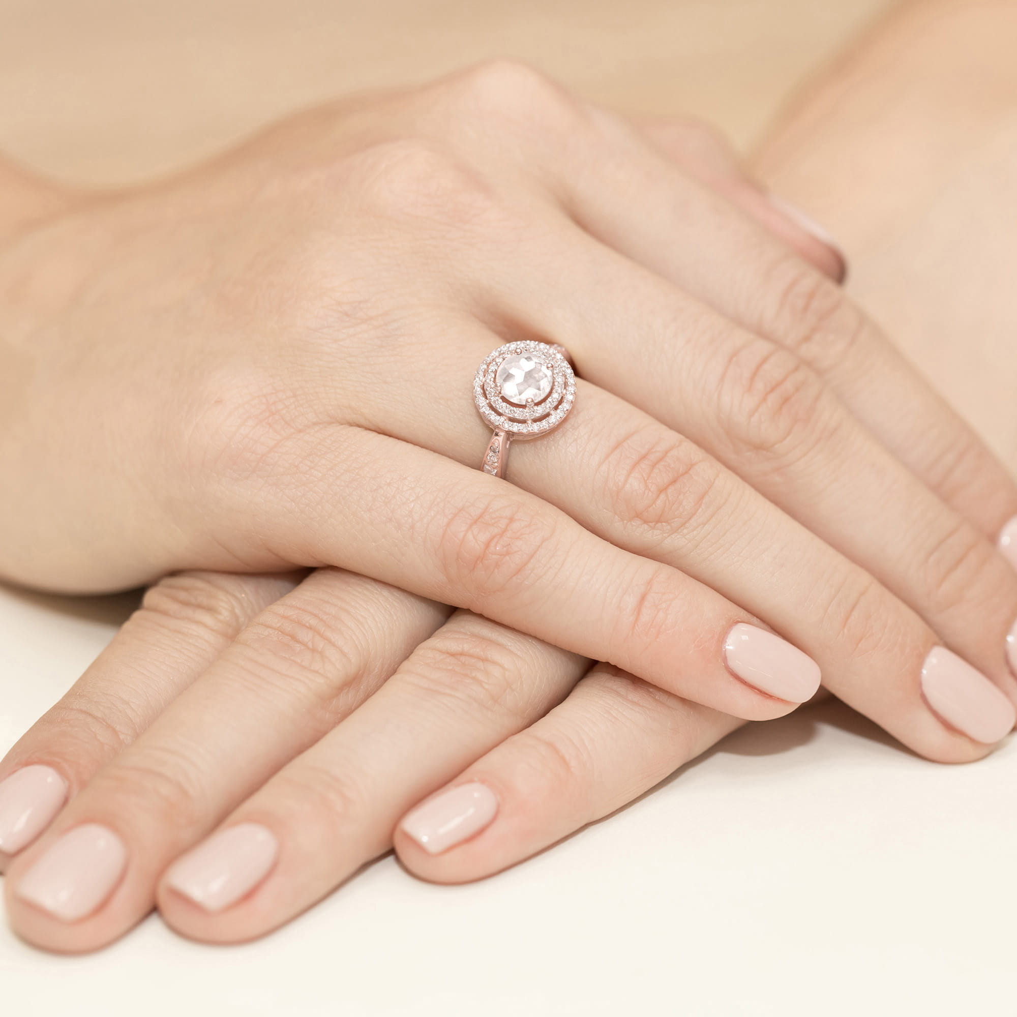Pierścionek z kamieniem diament laboratoryjny 0,75 ct W0274 – różowe złoto próby 585 – widok produktu 4