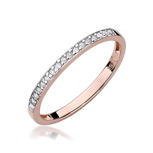 Pierścionek z diamentami 0,085 ct W0306 – różowe złoto próby 585 – widok produktu 1
