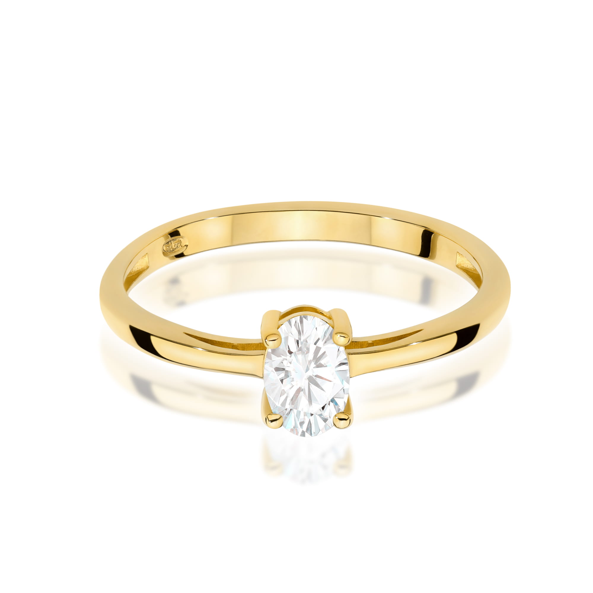 Ring with oval diamond lab-grown 0,40 ct in yellow gold – product image 2