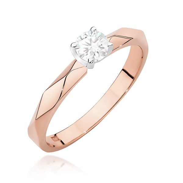 Pierścionek z diamentem 0,25 ct W0484 – różowe złoto próby 585 – widok produktu 1