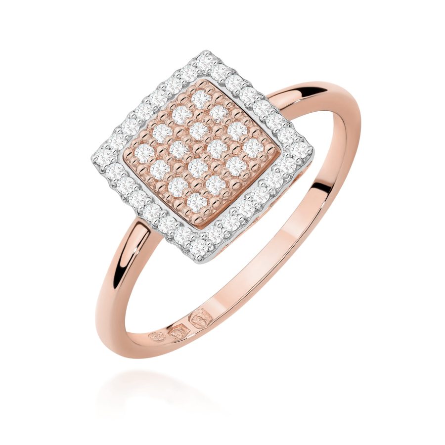 Pierścionek z diamentami 0,27 ct W0574 – różowe złoto próby 585 – widok produktu 1