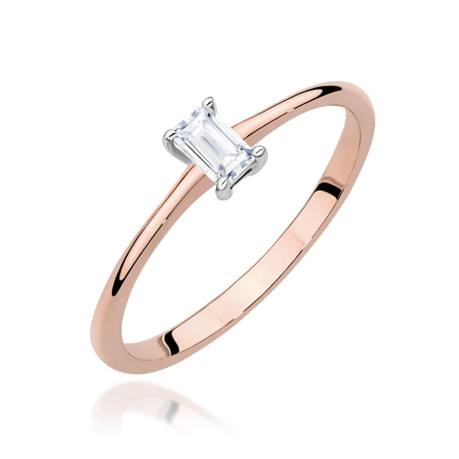 Pierścionek z diamentem 0,15 ct W0592 – różowe złoto próby 585 – widok produktu 1