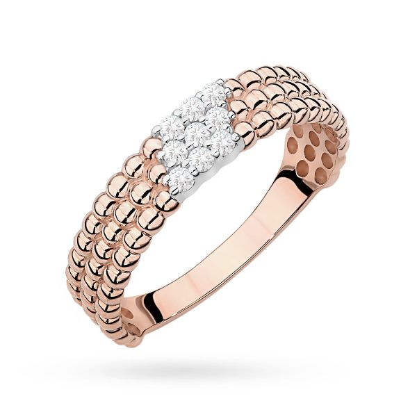 Pierścionek z diamentami 0,13 ct W0621 – różowe złoto próby 585 – widok produktu 1