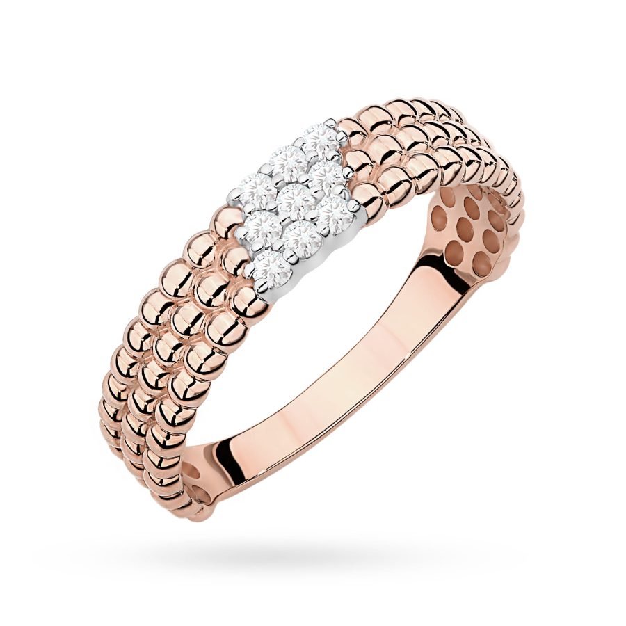 Pierścionek z diamentami 0,13 ct W0621 – różowe złoto próby 585 – widok produktu 1