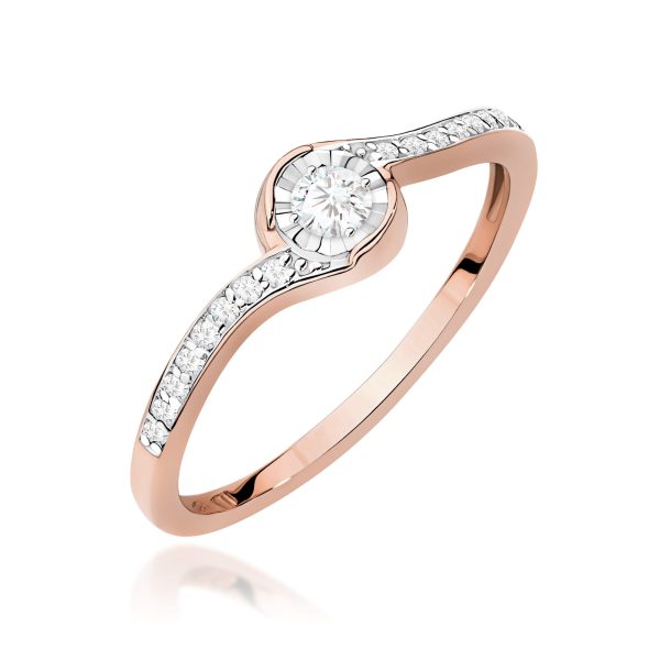 Pierścionek z diamentem 0,16 ct W0658 – różowe złoto próby 585 – widok produktu 1