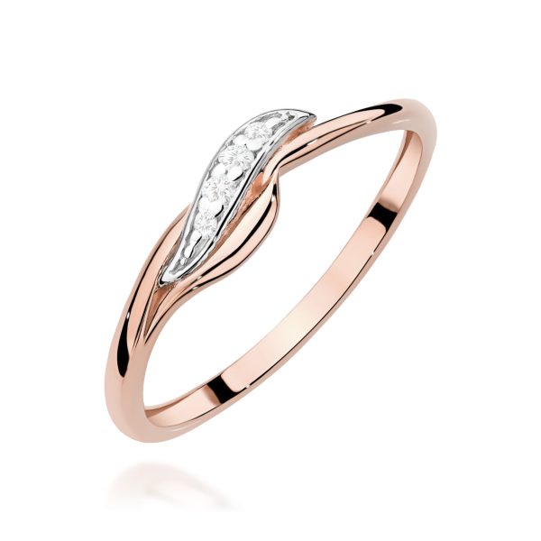 Pierścionek z diamentami 0,05 ct W0673 – różowe złoto próby 585 – widok produktu 1
