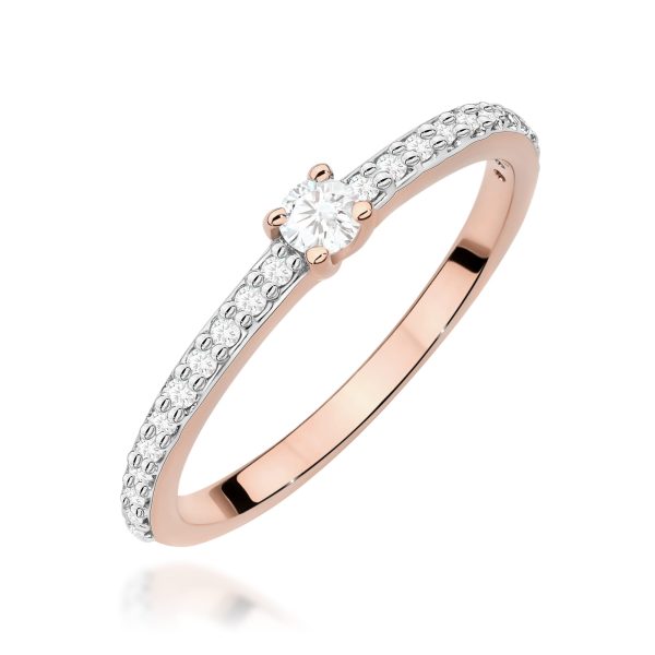 Pierścionek z diamentem 0,19 ct W0676 – różowe złoto próby 585 – widok produktu 1