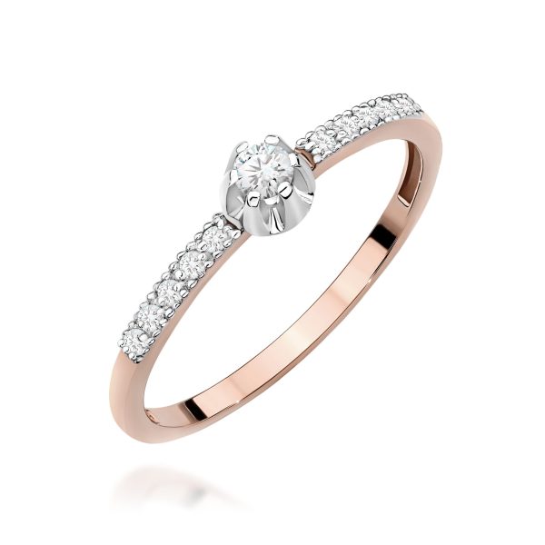 Pierścionek z diamentem 0,17 ct W0680 – różowe złoto próby 585 – widok produktu 1