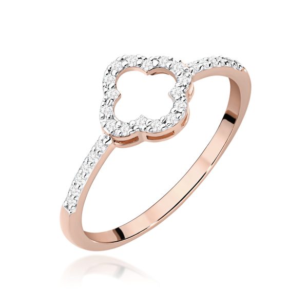 Pierścionek z diamentami 0,14 ct W0686 – różowe złoto próby 585 – widok produktu 1