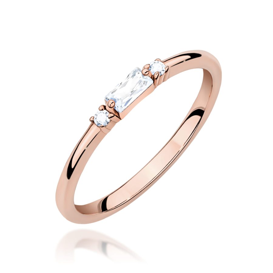 Pierścionek z diamentem 0,13 ct W0714 – różowe złoto próby 585 – widok produktu 1
