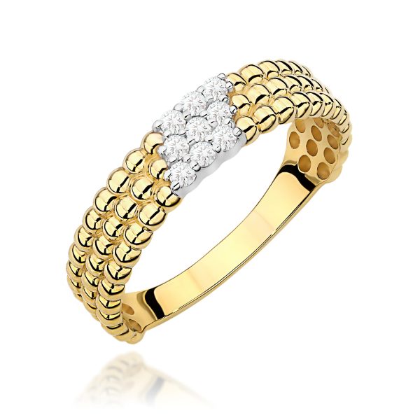 Pierścionek z diamentami 0,13 ct W0621 – żółte złoto próby 585 – widok produktu 1
