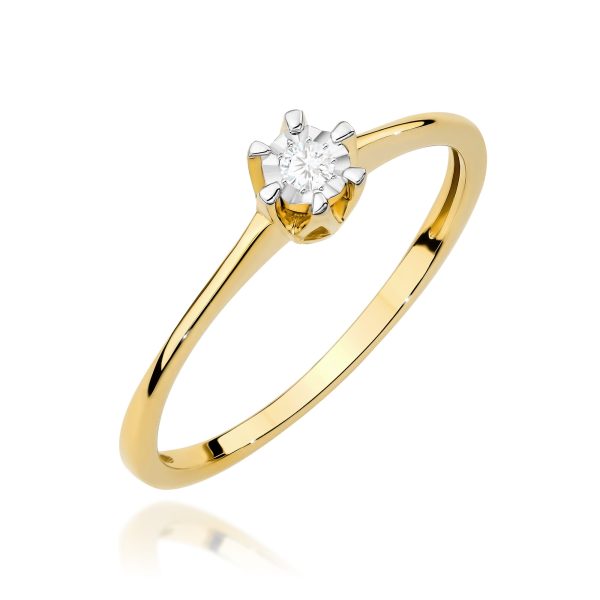 Pierścionek z diamentem 0,03 ct W0628 – żółte złoto próby 585 – widok produktu 1
