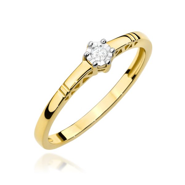 Pierścionek z diamentem 0,03 ct W0630 – żółte złoto próby 585 – widok produktu 1
