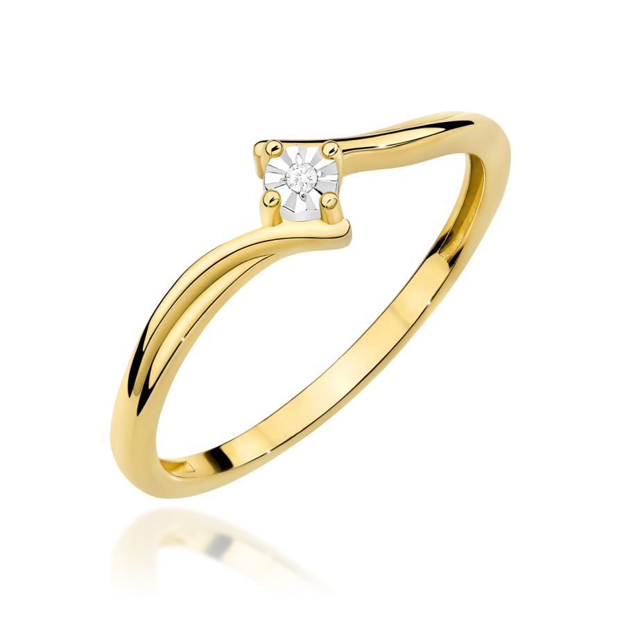 Pierścionek z diamentem 0,01 ct W0631 – żółte złoto próby 585 – widok produktu 1