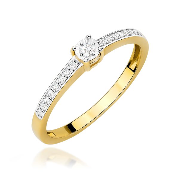 Pierścionek z diamentem 0,11 ct W0648 – żółte złoto próby 585 – widok produktu 1