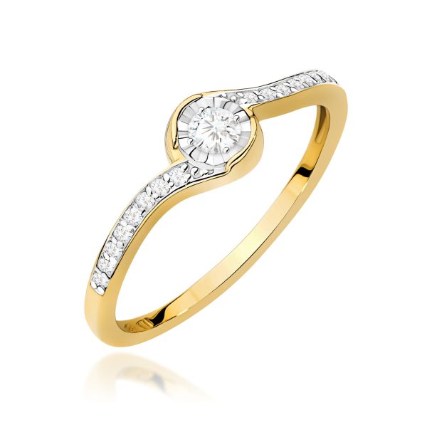 Pierścionek z diamentem 0,16 ct W0658 – żółte złoto próby 585 – widok produktu 1