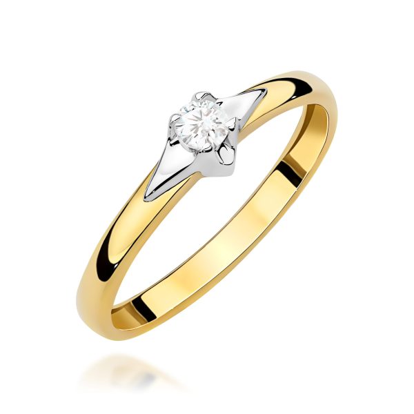 Pierścionek z diamentem 0,15 ct W0666 – żółte złoto próby 585 – widok produktu 1