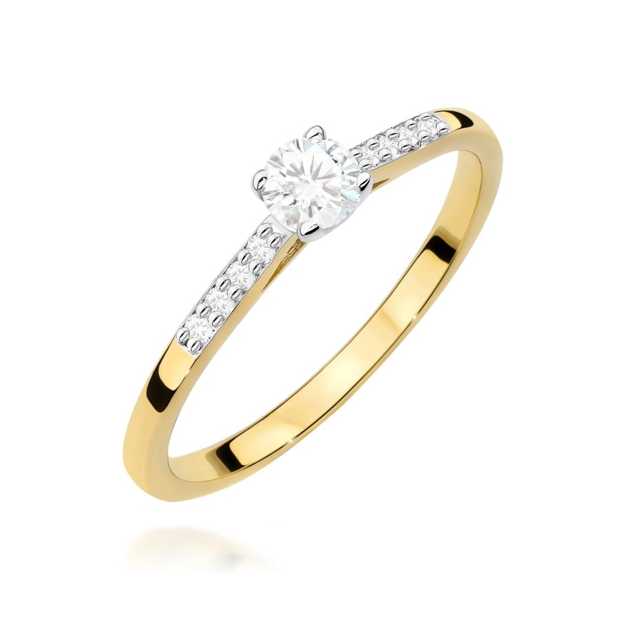 Pierścionek z diamentem 0,32 ct W0668 – żółte złoto próby 585 – widok produktu 1
