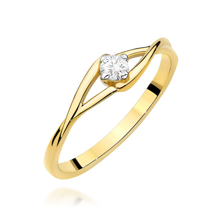 Pierścionek z diamentem 0,10 ct W0669 – żółte złoto próby 585 – widok produktu 1