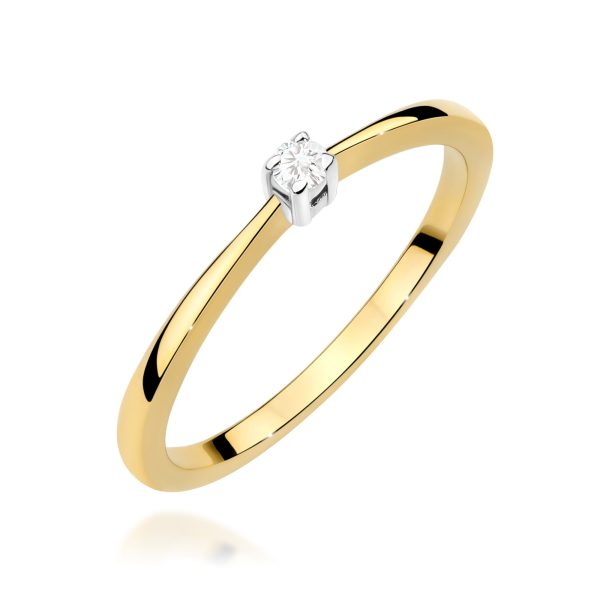Pierścionek z diamentem 0,05 ct W0670 – żółte złoto próby 585 – widok produktu 1