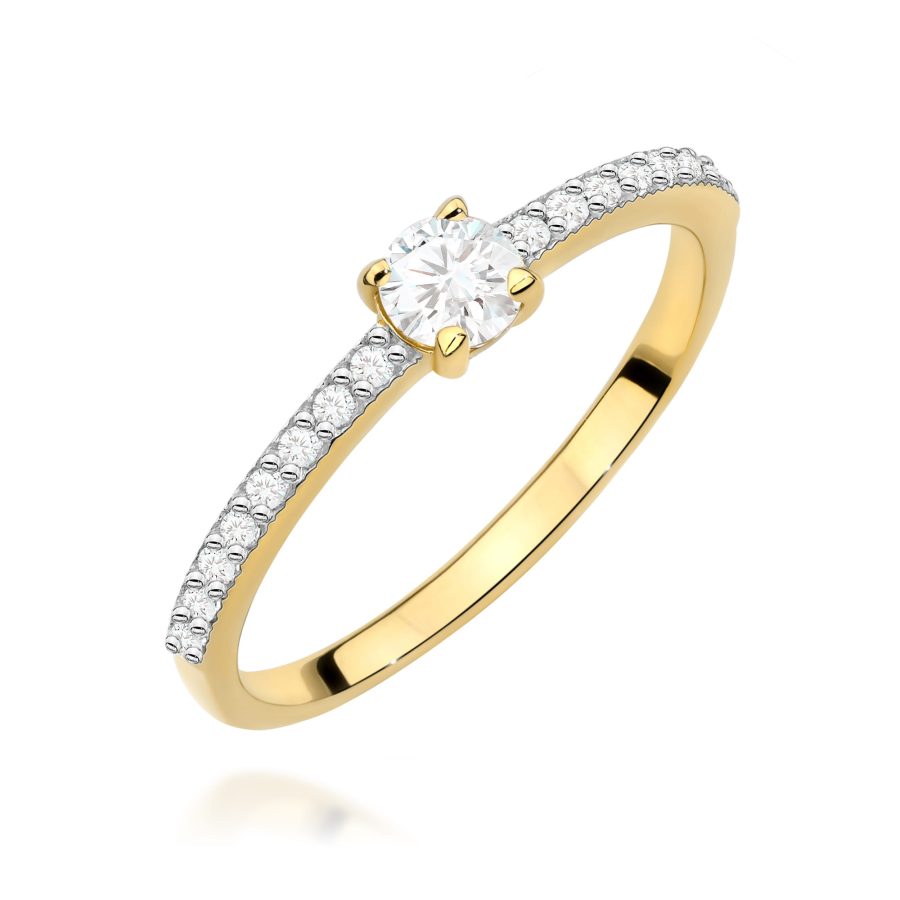 Pierścionek z diamentem 0,39 ct W0671 – żółte złoto próby 585 – widok produktu 1