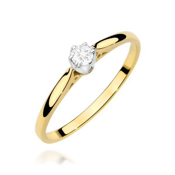 Pierścionek z diamentem 0,10 ct W0672 – żółte złoto próby 585 – widok produktu 1