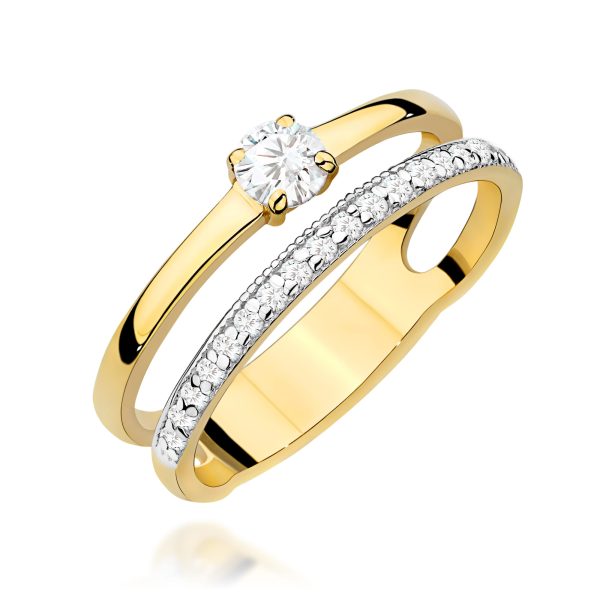 Pierścionek z diamentem 0,40 ct W0674 – żółte złoto próby 585 – widok produktu 1
