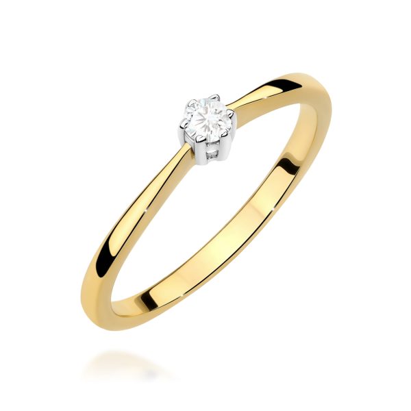 Pierścionek z diamentem 0,10 ct W0675 – żółte złoto próby 585 – widok produktu 1