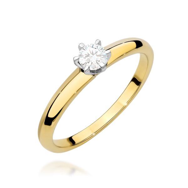 Pierścionek z diamentem 0,25 ct W0679 – żółte złoto próby 585 – widok produktu 1