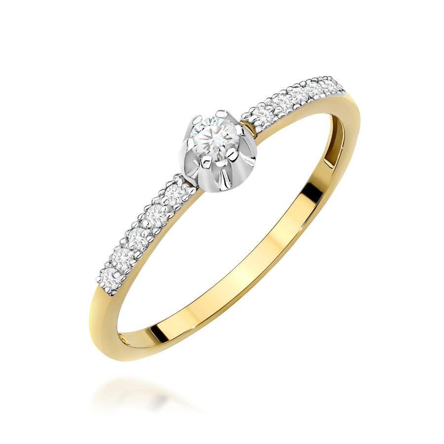 Pierścionek z diamentem 0,17 ct W0680 – żółte złoto próby 585 – widok produktu 1