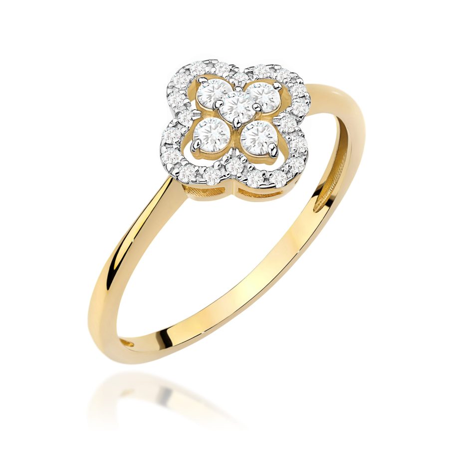 Pierścionek z diamentami 0,25 ct W0696 – żółte złoto próby 585 – widok produktu 1