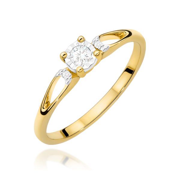 Pierścionek z diamentem 0,09 ct W0708 – żółte złoto próby 585 – widok produktu 1