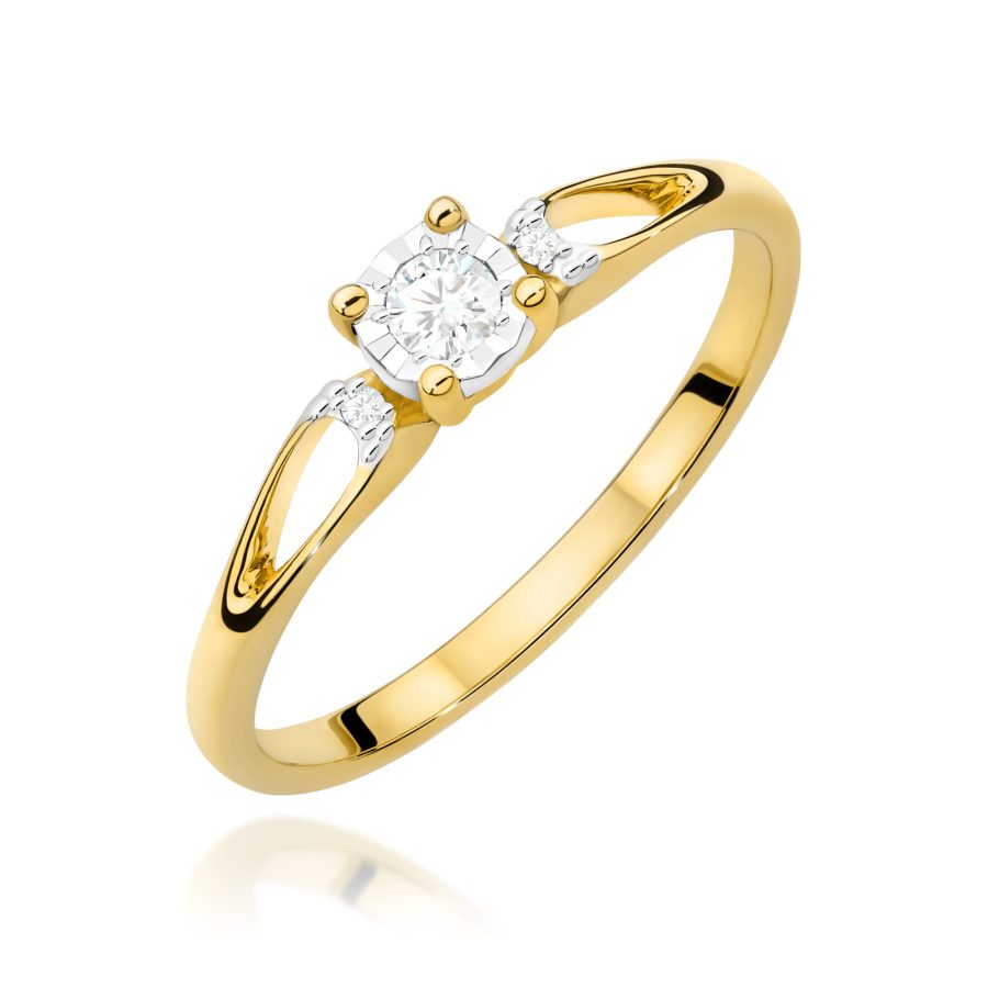 Pierścionek z diamentem 0,09 ct W0708 – żółte złoto próby 585 – widok produktu 1