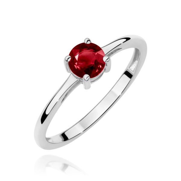 Pierścionek z kamieniem granat 0,60 ct W0656 – białe złoto próby 585 – widok produktu 1