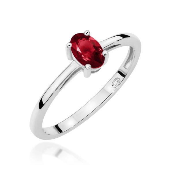 Pierścionek z kamieniem granat 0,50 ct W0685 – białe złoto próby 585 – widok produktu 1