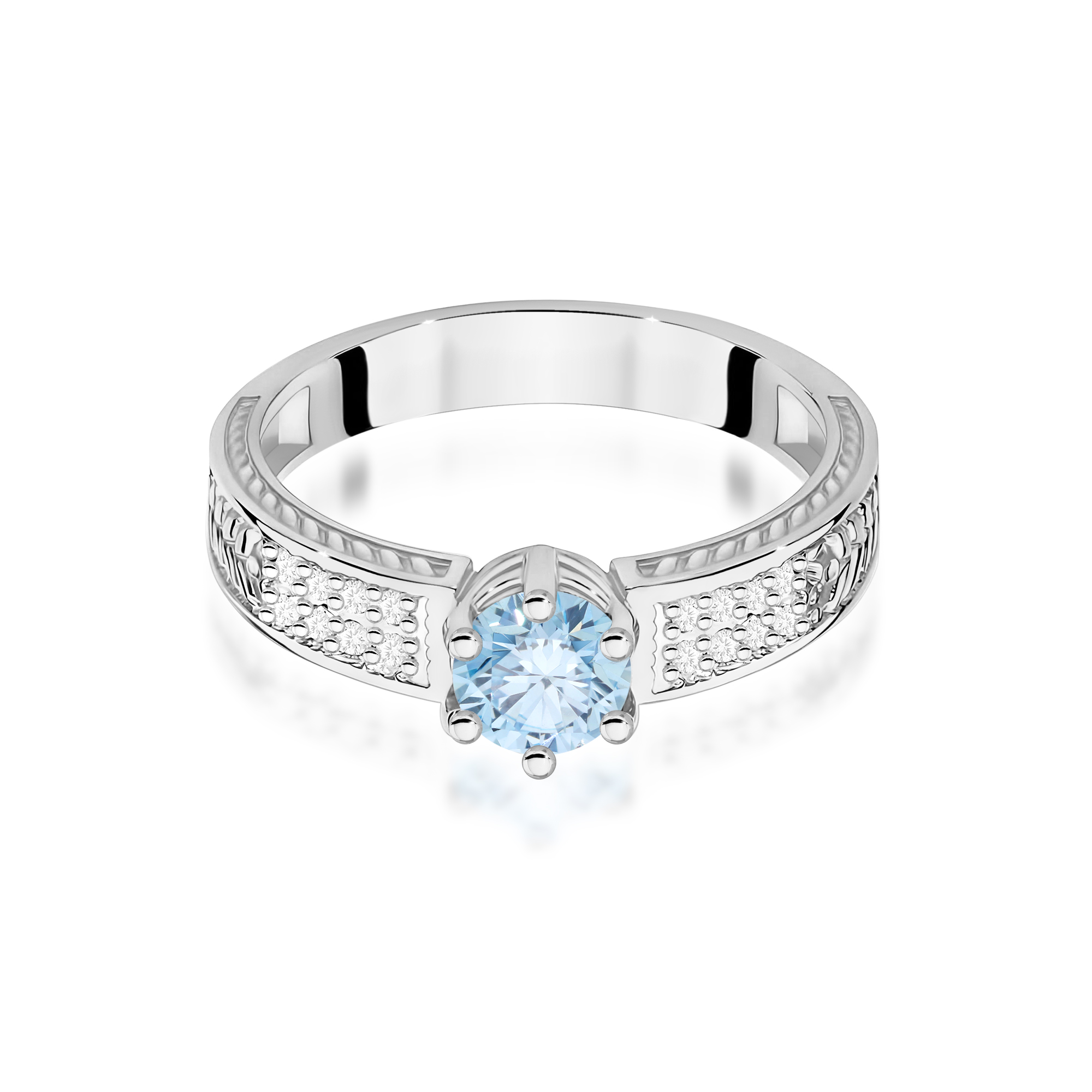 Ring with blue diamond lab-grown 0,50 ct – white gold 585 – product image 2