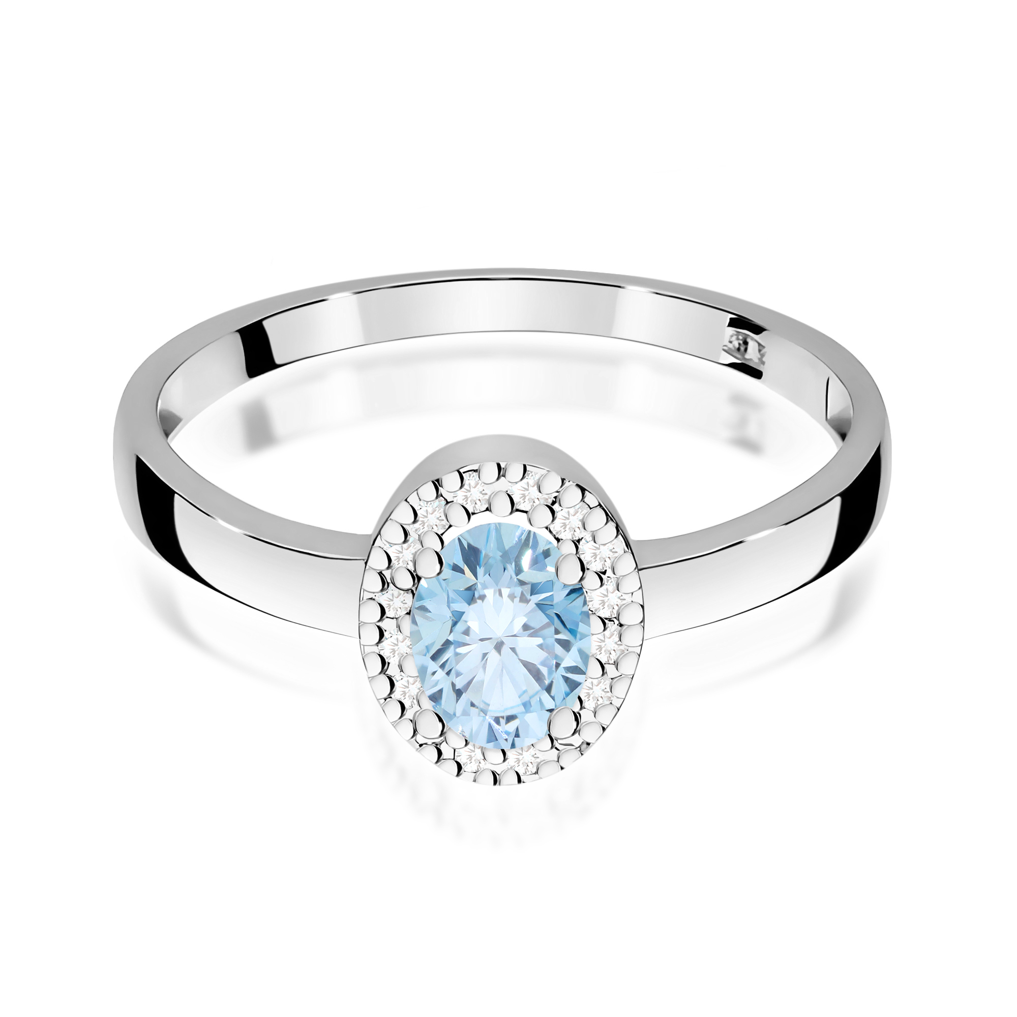 Ring in white gold with blue diamond lab-grown and diamonds – product image 2