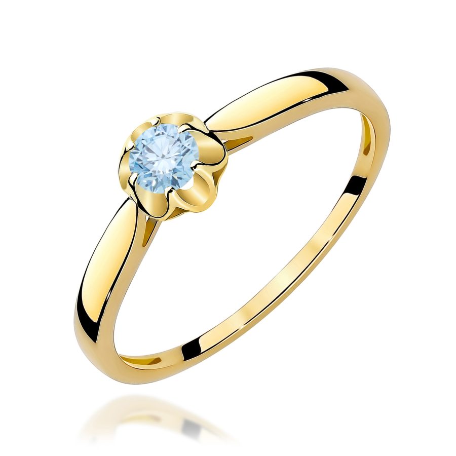 Ring with blue diamond lab-grown 0,15 ct in yellow gold – product image 1