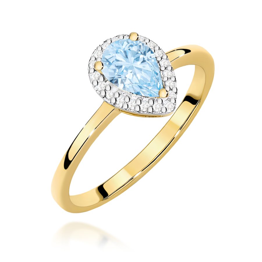 Ring with blue diamond lab-grown 0,50 ct teardrop-shaped – product image 1