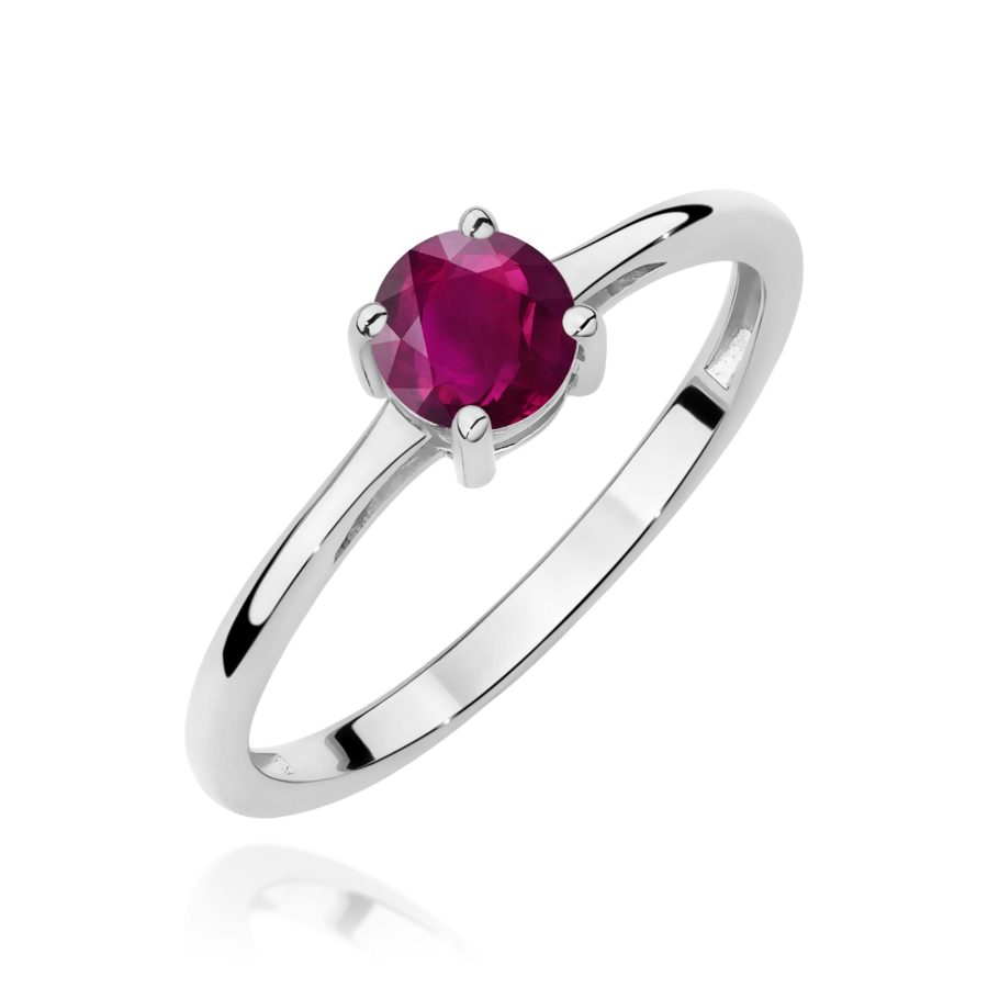 Pierścionek z kamieniem rodolit 0,60 ct W0656 – białe złoto próby 585 – widok produktu 1