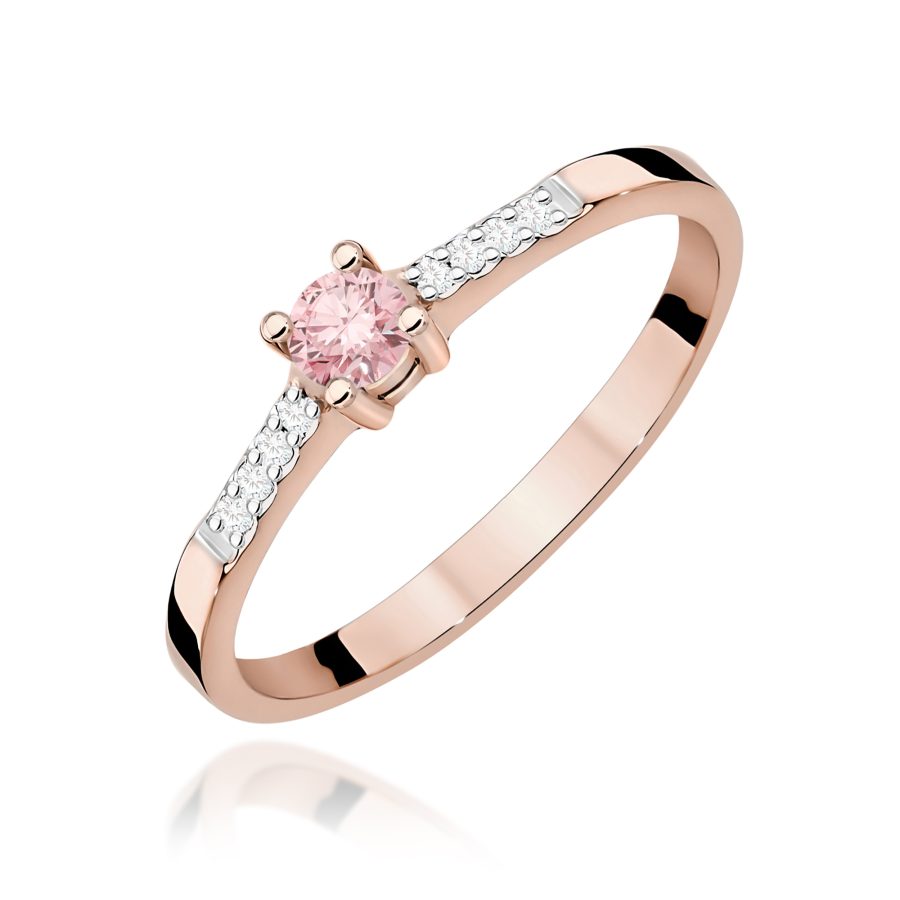 Ring with rose diamond lab-grown and round stone central – product image 1